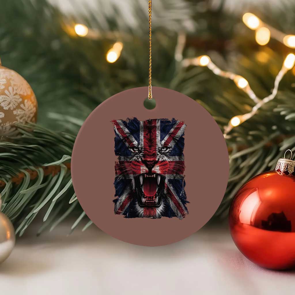 Union Jack Flag Lion Face UK British Great Britain Ceramic Ornament TS11 1pc Mocha Print Your Wear