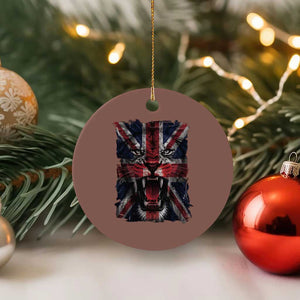 Union Jack Flag Lion Face UK British Great Britain Ceramic Ornament TS11 1pc Mocha Print Your Wear