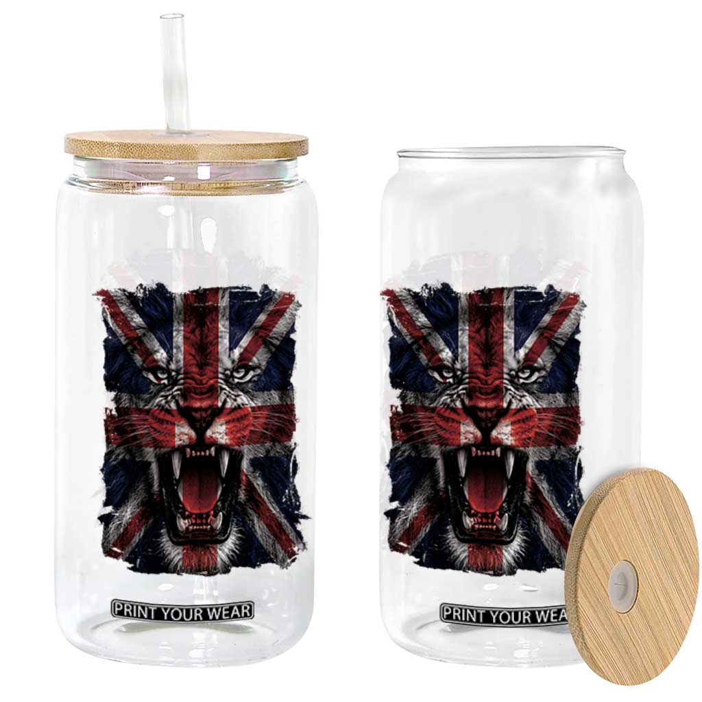 Union Jack Flag Lion Face UK British Great Britain Glass Can TS11 Print Your Wear