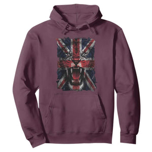 Union Jack Flag Lion Face UK British Great Britain Hoodie TS11 Maroon Print Your Wear