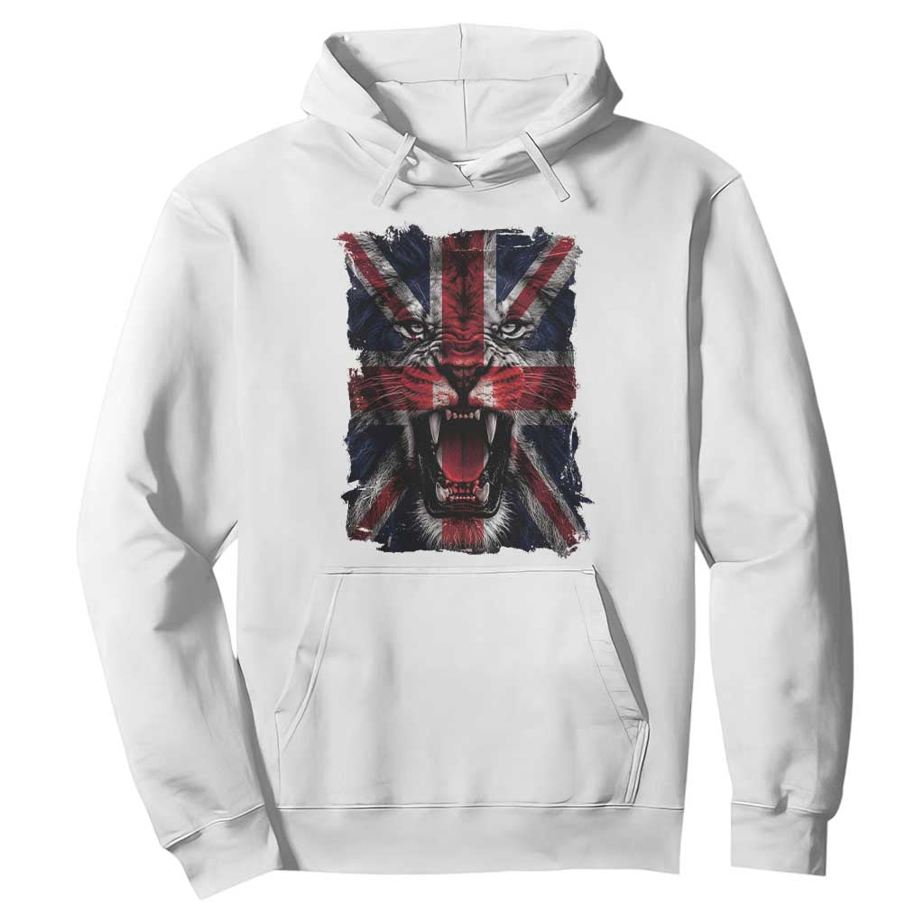 Union Jack Flag Lion Face UK British Great Britain Hoodie TS11 White Print Your Wear