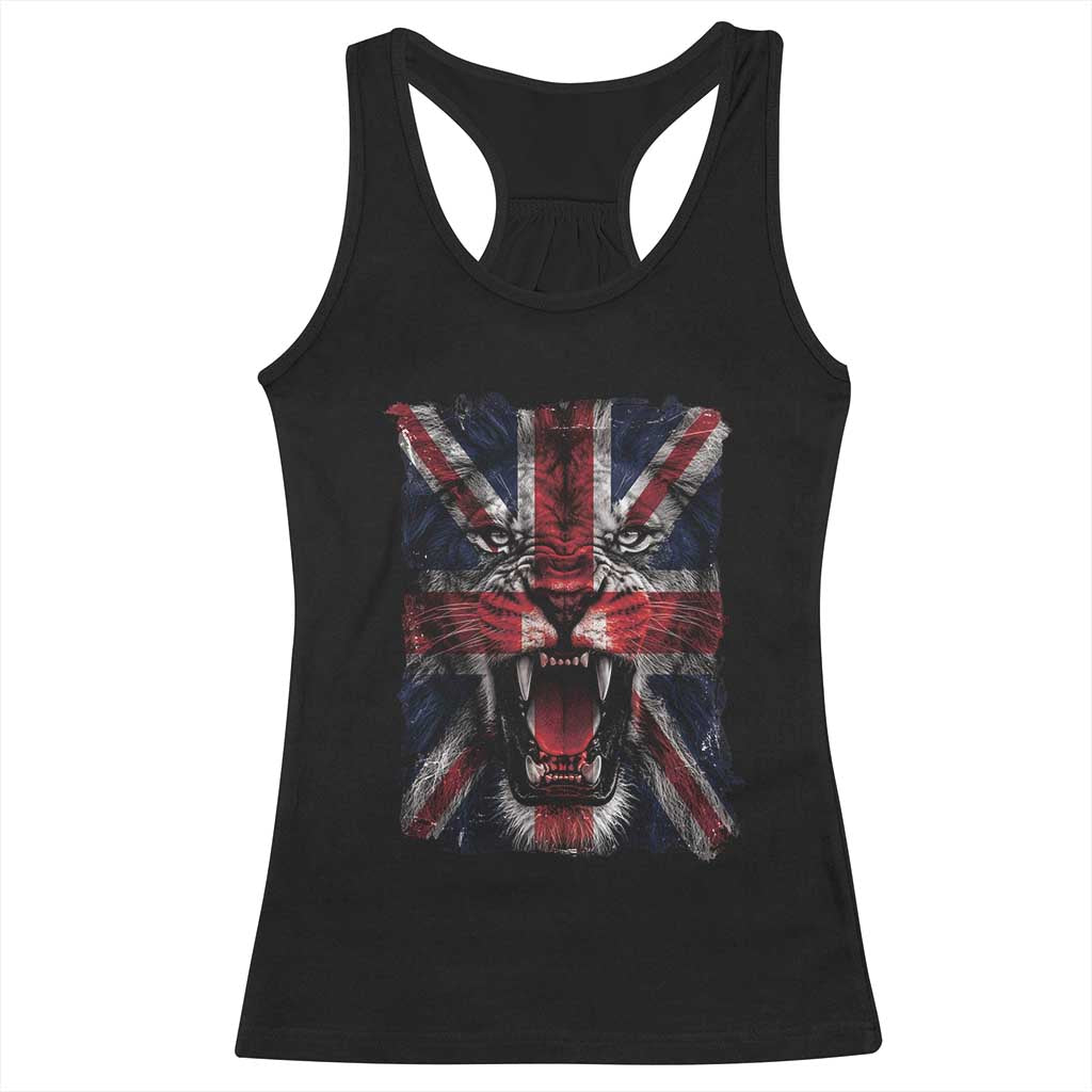 Union Jack Flag Lion Face UK British Great Britain Racerback Tank Top TS11 Black Print Your Wear