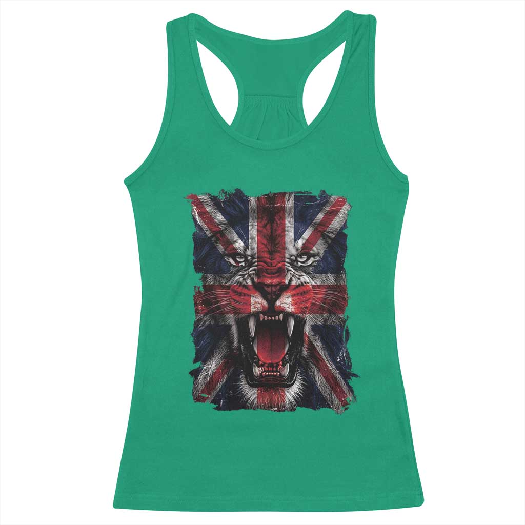 Union Jack Flag Lion Face UK British Great Britain Racerback Tank Top TS11 Irish Green Print Your Wear