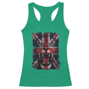 Union Jack Flag Lion Face UK British Great Britain Racerback Tank Top TS11 Irish Green Print Your Wear