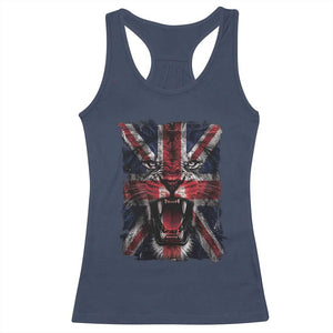 Union Jack Flag Lion Face UK British Great Britain Racerback Tank Top TS11 Navy Print Your Wear