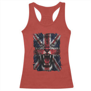 Union Jack Flag Lion Face UK British Great Britain Racerback Tank Top TS11 Red Print Your Wear