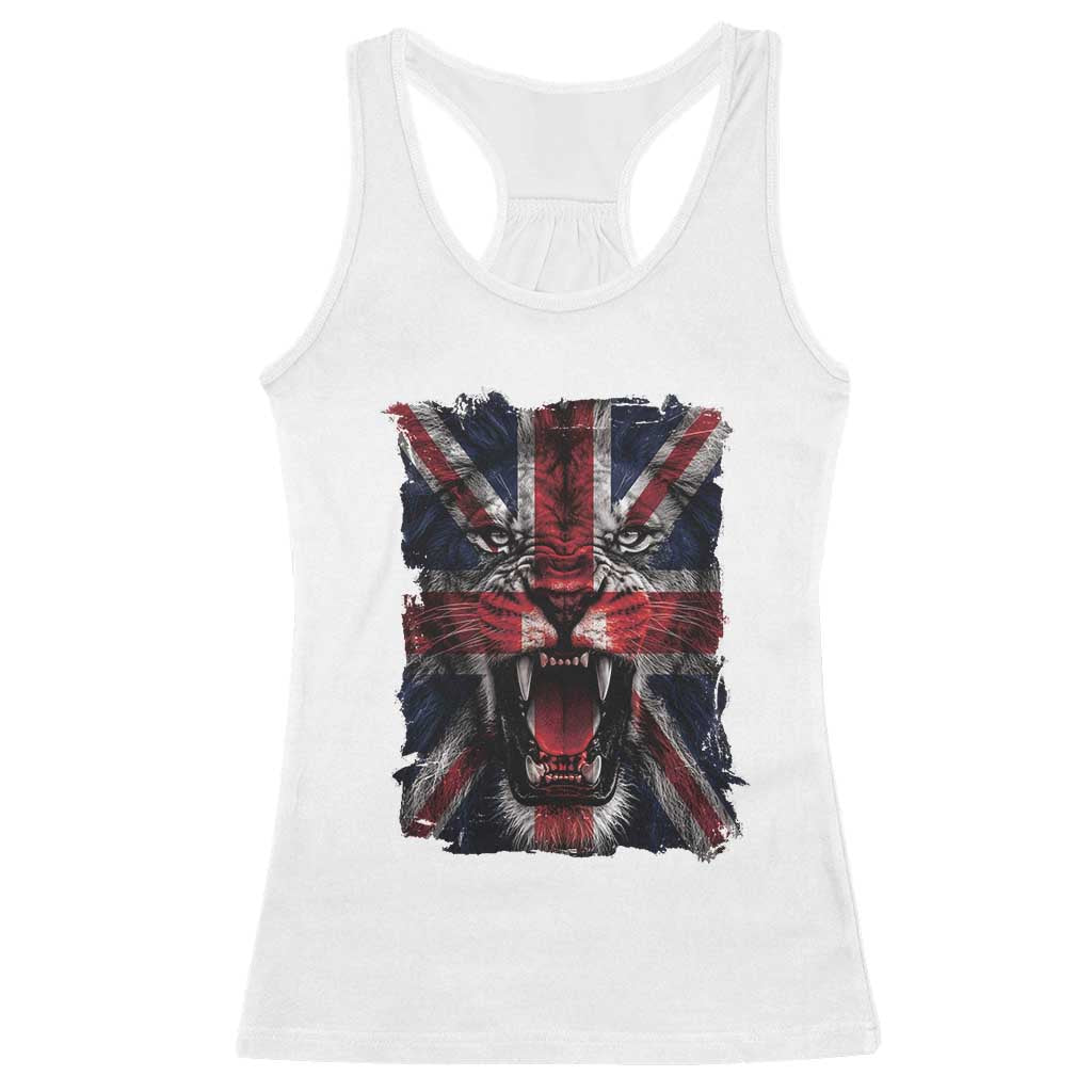 Union Jack Flag Lion Face UK British Great Britain Racerback Tank Top TS11 White Print Your Wear