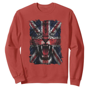 Union Jack Flag Lion Face UK British Great Britain Sweatshirt TS11 Red Print Your Wear