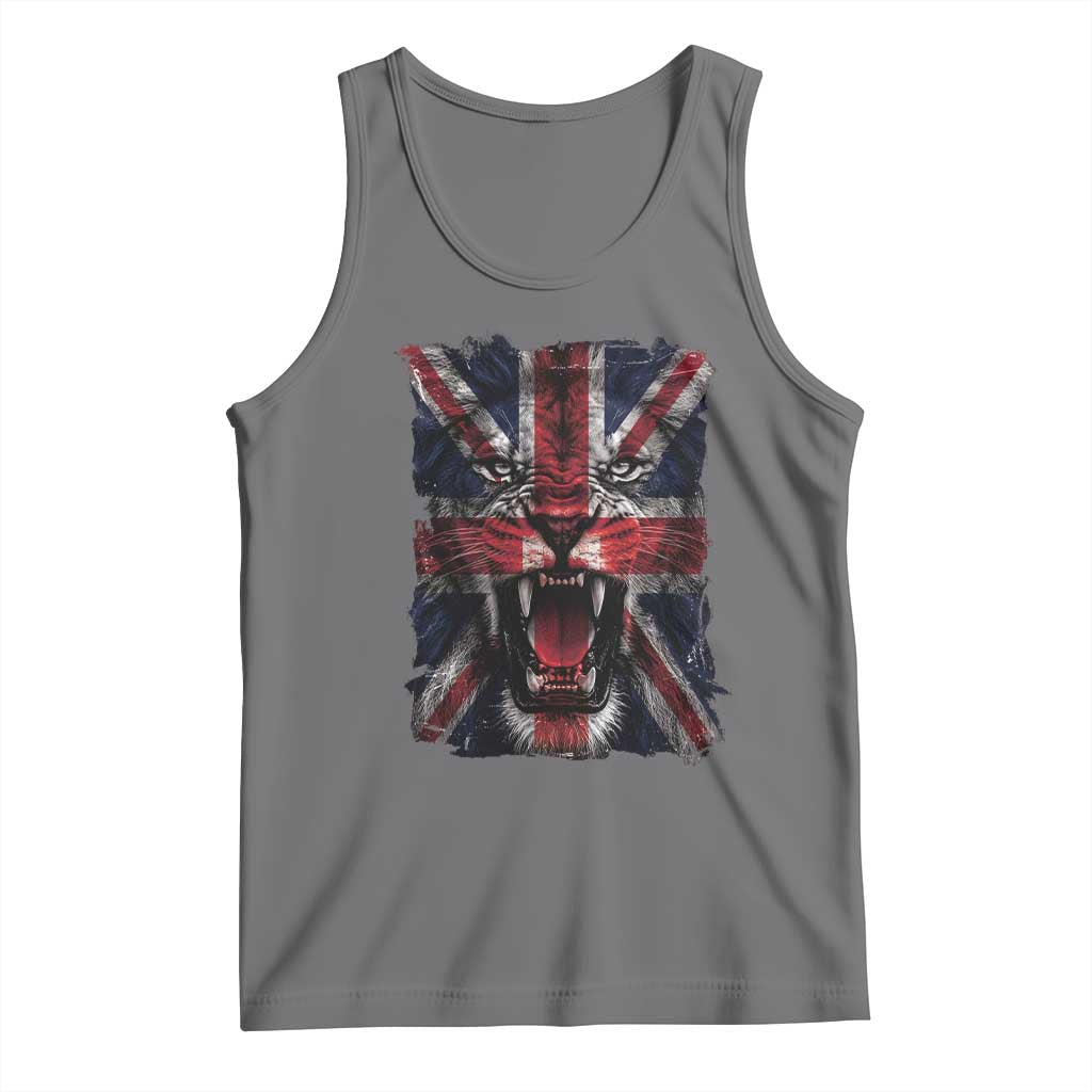 Union Jack Flag Lion Face UK British Great Britain Tank Top TS11 Black Heather Print Your Wear