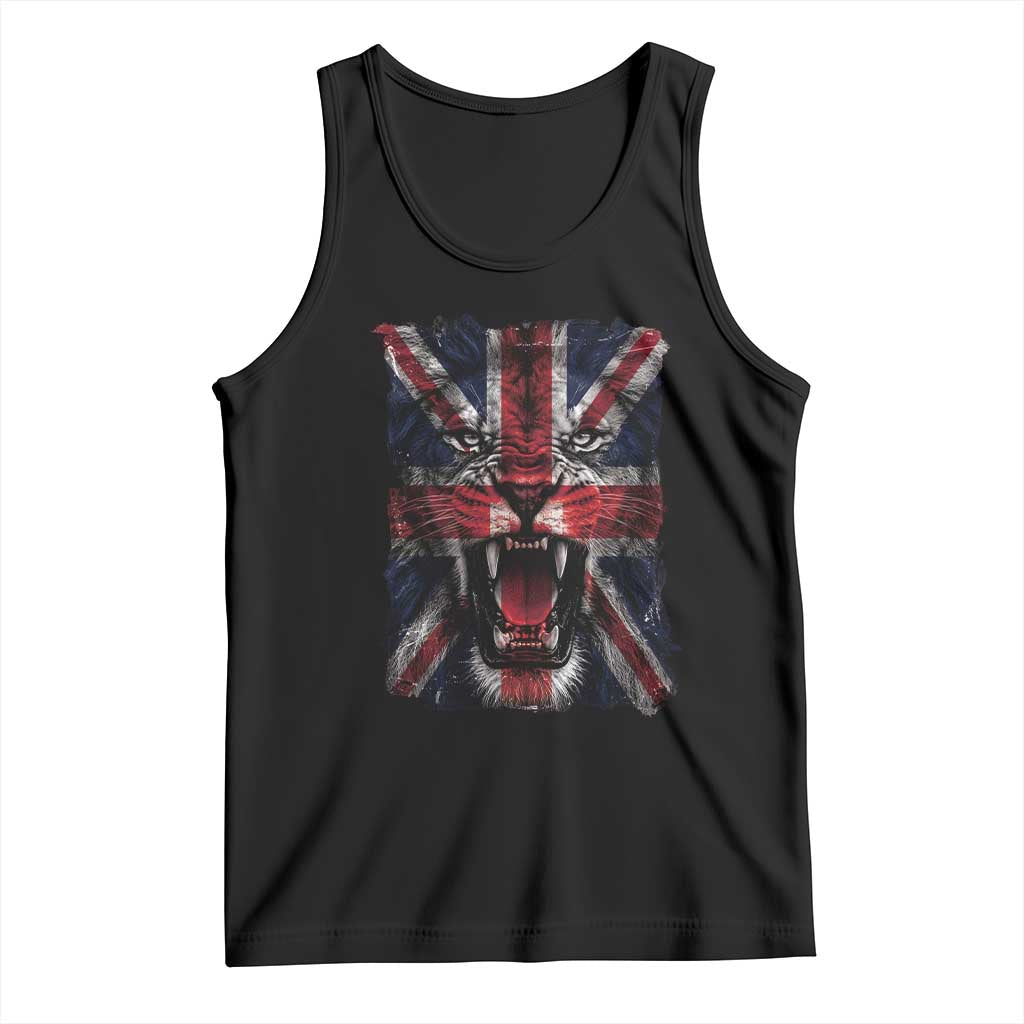 Union Jack Flag Lion Face UK British Great Britain Tank Top TS11 Black Print Your Wear