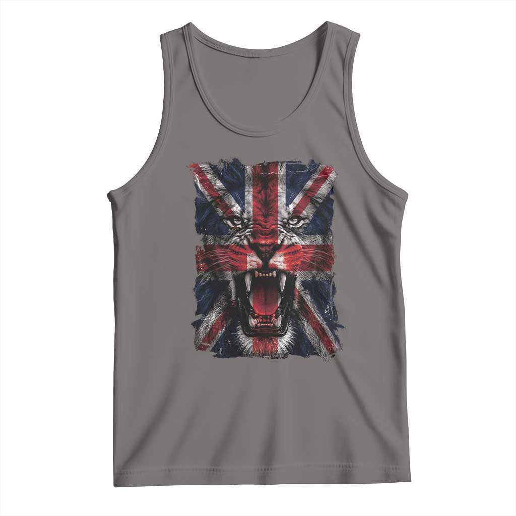 Union Jack Flag Lion Face UK British Great Britain Tank Top TS11 Deep Heather Print Your Wear