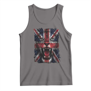 Union Jack Flag Lion Face UK British Great Britain Tank Top TS11 Deep Heather Print Your Wear