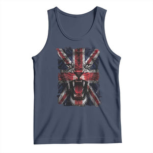 Union Jack Flag Lion Face UK British Great Britain Tank Top TS11 Navy Print Your Wear