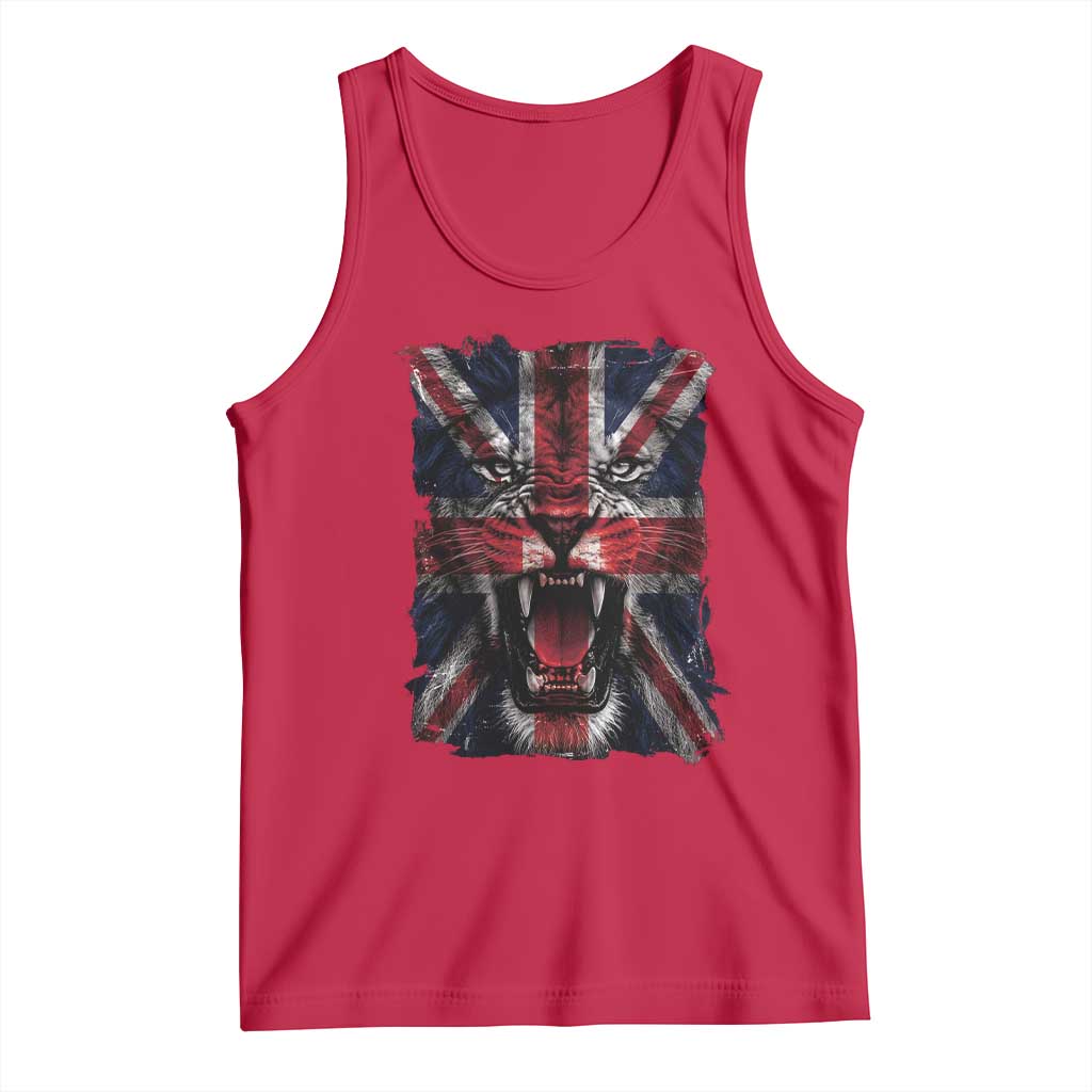 Union Jack Flag Lion Face UK British Great Britain Tank Top TS11 Red Print Your Wear