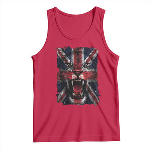 Union Jack Flag Lion Face UK British Great Britain Tank Top TS11 Red Print Your Wear