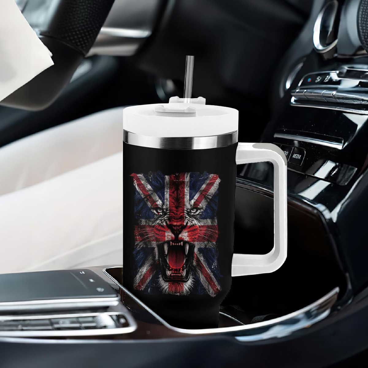 Union Jack Flag Lion Face UK British Great Britain Tumbler With Handle TS11 Print Your Wear