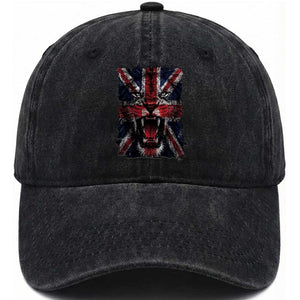 Union Jack Flag Lion Face UK British Great Britain Washed Cotton Baseball Cap TS11 Print Your Wear