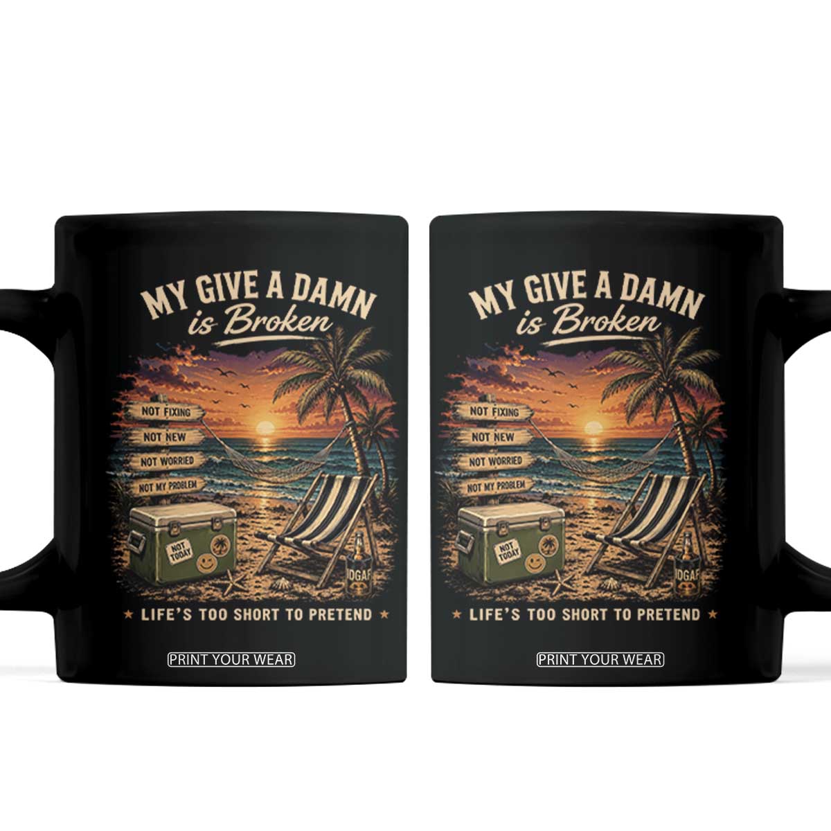 My Give A Damn is Broken Lifes Too Short to Pretend Coffee Mug Funny Old Man Quote TS11 Black Print Your Wear