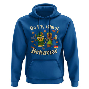 Funny Oktoberfest Hoodie On My Wurst Behavior Beer Bratwurst Lederhosen Dirndl TS11 Royal Blue Print Your Wear