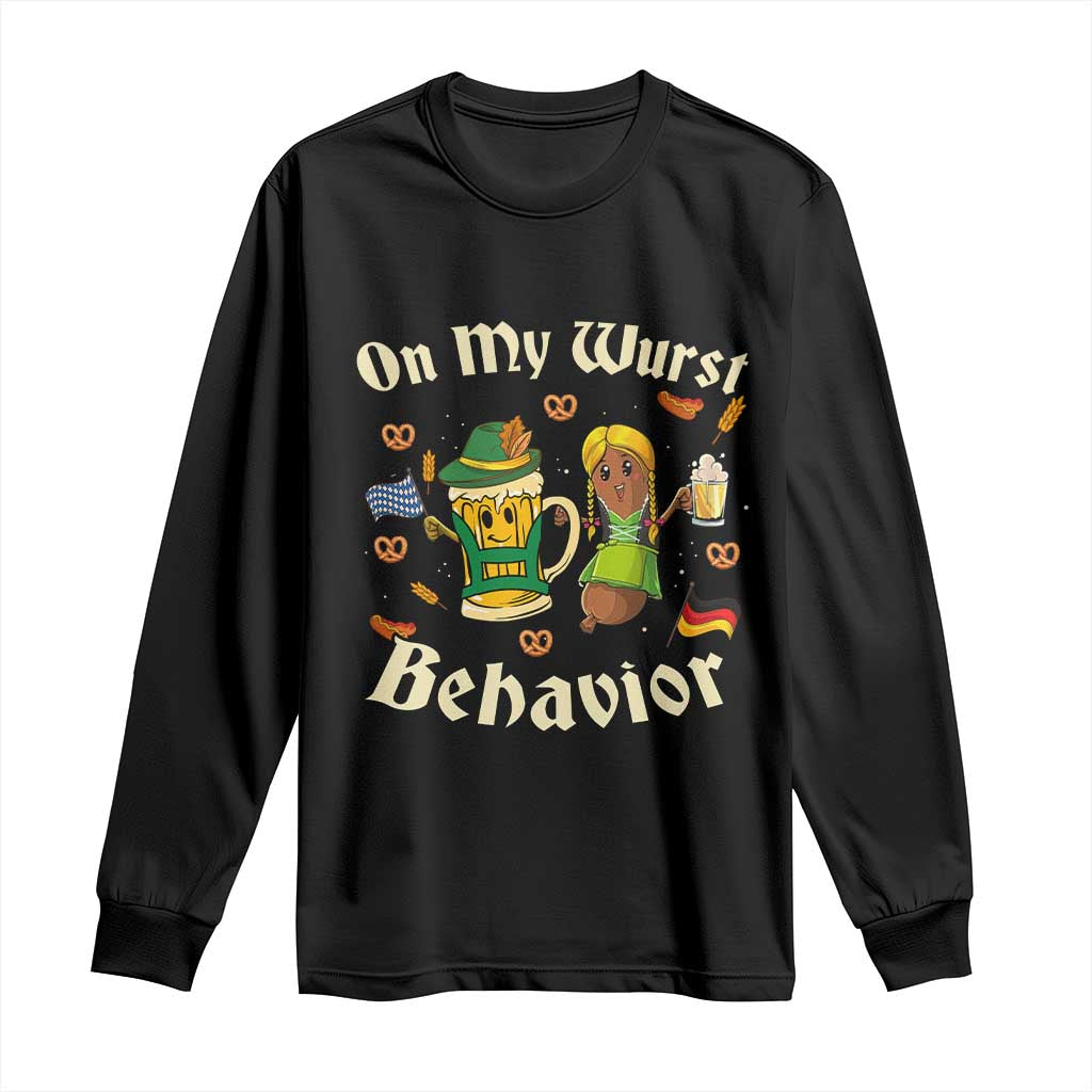 Funny Oktoberfest Long Sleeve Shirt On My Wurst Behavior Beer Bratwurst Lederhosen Dirndl TS11 Black Print Your Wear