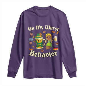 Funny Oktoberfest Long Sleeve Shirt On My Wurst Behavior Beer Bratwurst Lederhosen Dirndl TS11 Purple Print Your Wear