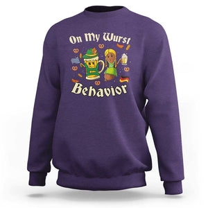 Funny Oktoberfest Sweatshirt On My Wurst Behavior Beer Bratwurst Lederhosen Dirndl TS11 Purple Print Your Wear