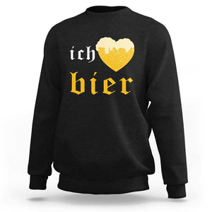 Funny Oktoberfest Sweatshirt Ich Liebe Bier Heart German Beer Foam TS11 Black Print Your Wear