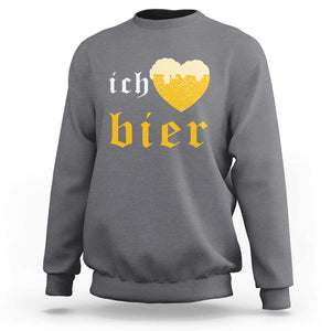 Funny Oktoberfest Sweatshirt Ich Liebe Bier Heart German Beer Foam TS11 Charcoal Print Your Wear