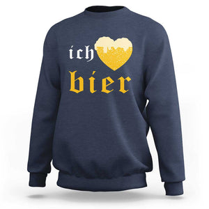 Funny Oktoberfest Sweatshirt Ich Liebe Bier Heart German Beer Foam TS11 Navy Print Your Wear