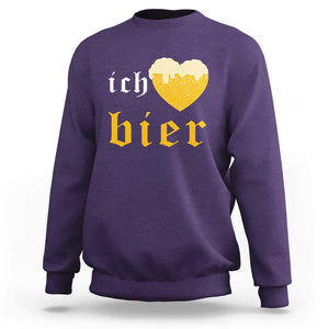 Funny Oktoberfest Sweatshirt Ich Liebe Bier Heart German Beer Foam TS11 Purple Print Your Wear