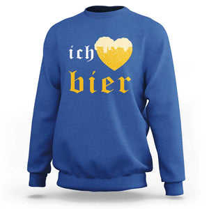 Funny Oktoberfest Sweatshirt Ich Liebe Bier Heart German Beer Foam TS11 Royal Blue Print Your Wear