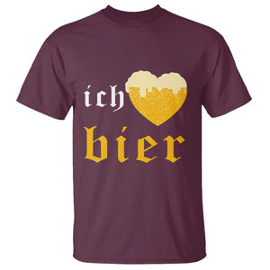 Funny Oktoberfest T Shirt Ich Liebe Bier Heart German Beer Foam TS11 Maroon Print Your Wear