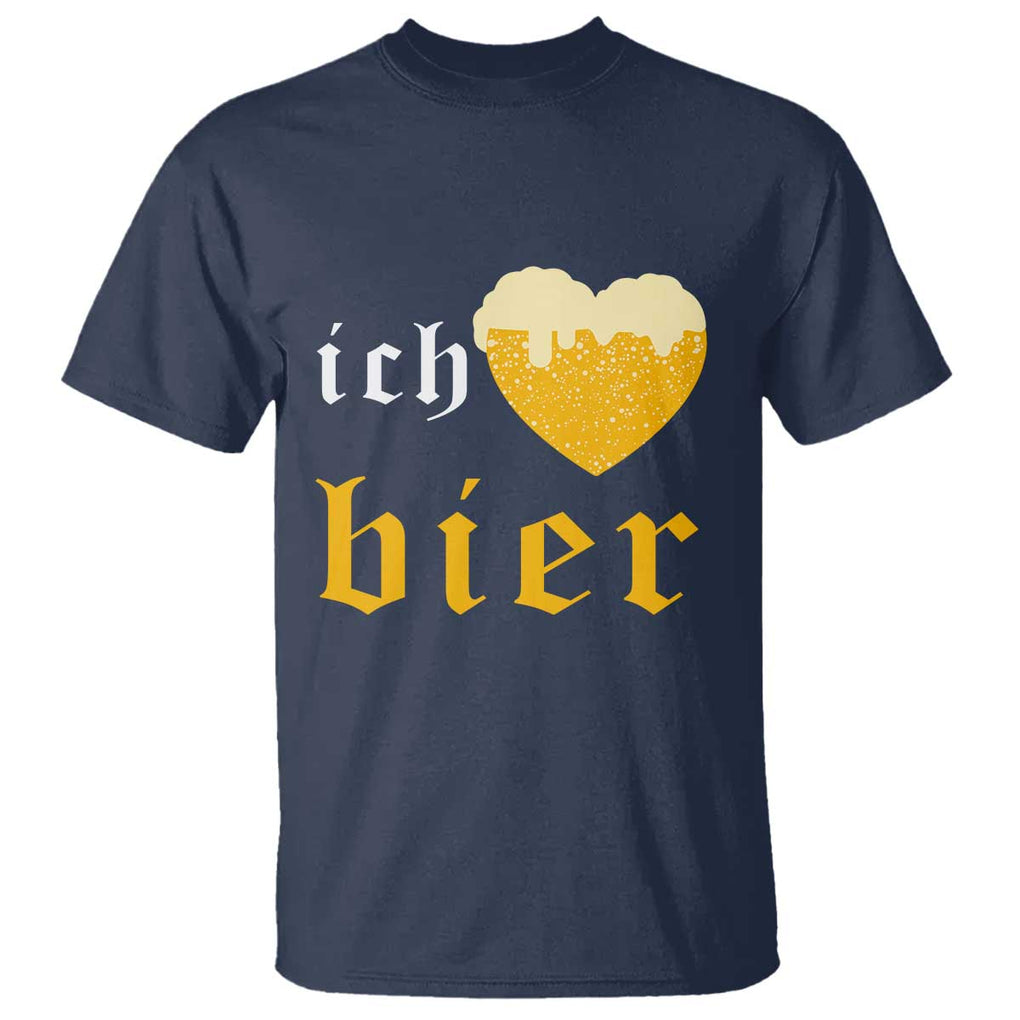 Funny Oktoberfest T Shirt Ich Liebe Bier Heart German Beer Foam TS11 Navy Print Your Wear