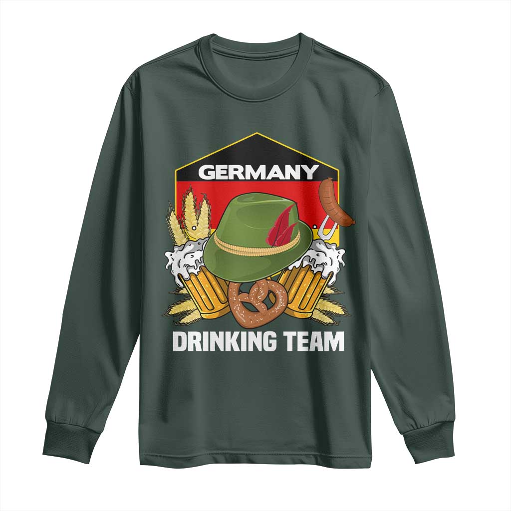 Germany Drinking Team Long Sleeve Shirt Germany Beer Festivals Oktoberfest Alpine hat Barley TS11 Dark Forest Green Print Your Wear
