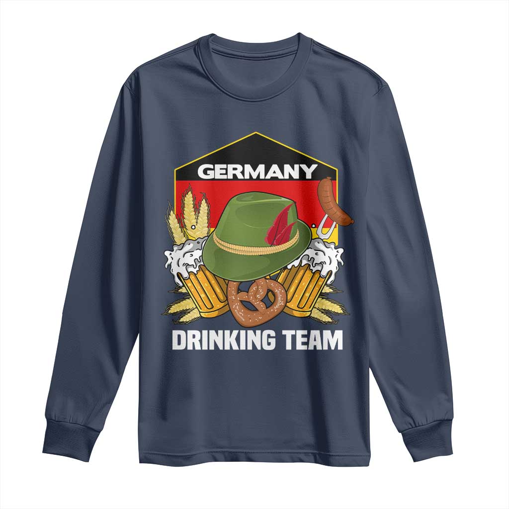 Germany Drinking Team Long Sleeve Shirt Germany Beer Festivals Oktoberfest Alpine hat Barley TS11 Navy Print Your Wear