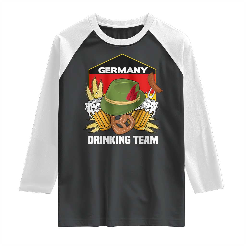 Germany Drinking Team Raglan Shirt Germany Beer Festivals Oktoberfest Alpine hat Barley TS11 Black White Print Your Wear