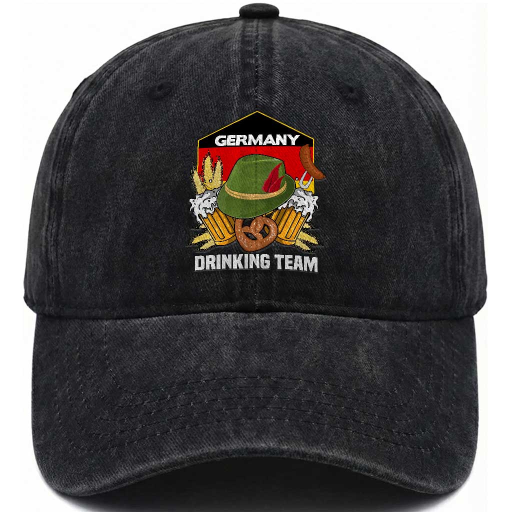 Germany Drinking Team Washed Cotton Baseball Cap Germany Beer Festivals Oktoberfest Alpine hat Barley TS11 Print Your Wear