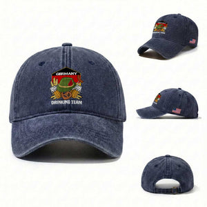 Germany Drinking Team Washed Cotton Baseball Cap Germany Beer Festivals Oktoberfest Alpine hat Barley TS11 Washed Cap Universal Fit Navy Print Your Wear