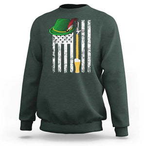 Funny German Beer Sweatshirt Oktoberfest Vintage American Flag Alpine hat TS11 Dark Forest Green Print Your Wear