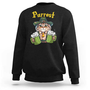 Funny Oktoberfest Cat Sweatshirt Purrost Kitty Drinking Beer Lederhosen Pet Lovers TS11 Black Print Your Wear