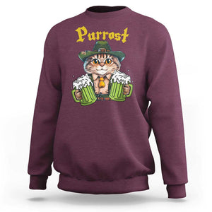 Funny Oktoberfest Cat Sweatshirt Purrost Kitty Drinking Beer Lederhosen Pet Lovers TS11 Maroon Print Your Wear