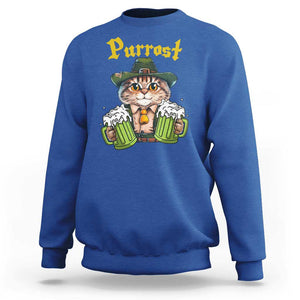 Funny Oktoberfest Cat Sweatshirt Purrost Kitty Drinking Beer Lederhosen Pet Lovers TS11 Royal Blue Print Your Wear