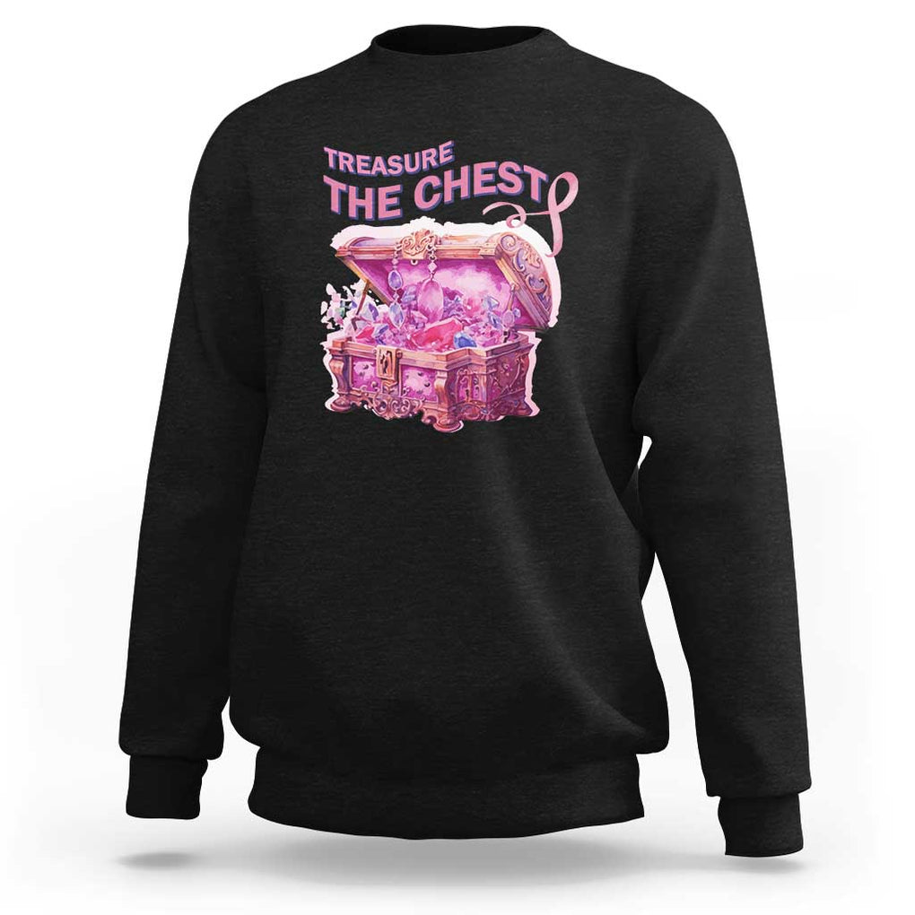 Breast Cancer Awareness Sweatshirt Treasure The Chest Crystal Diamond Pink Ribbon TS11 Black Print Your Wear