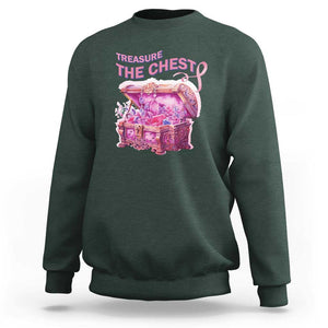 Breast Cancer Awareness Sweatshirt Treasure The Chest Crystal Diamond Pink Ribbon TS11 Dark Forest Green Print Your Wear