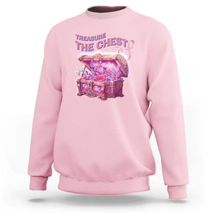 Breast Cancer Awareness Sweatshirt Treasure The Chest Crystal Diamond Pink Ribbon TS11 Light Pink Print Your Wear