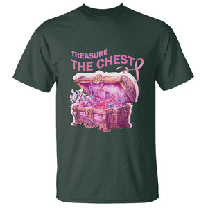 Breast Cancer Awareness T Shirt Treasure The Chest Crystal Diamond Pink Ribbon TS11 Dark Forest Green Print Your Wear