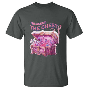 Breast Cancer Awareness T Shirt Treasure The Chest Crystal Diamond Pink Ribbon TS11 Dark Heather Print Your Wear