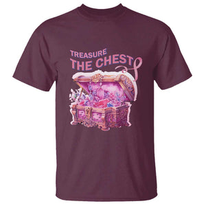 Breast Cancer Awareness T Shirt Treasure The Chest Crystal Diamond Pink Ribbon TS11 Maroon Print Your Wear