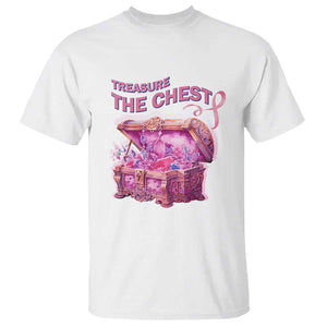 Breast Cancer Awareness T Shirt Treasure The Chest Crystal Diamond Pink Ribbon TS11 White Print Your Wear