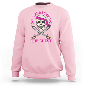 Breast Cancer Awareness Sweatshirt Treasure The Chest Pirate Skull Sword Pink Ribbon TS11 Light Pink Print Your Wear